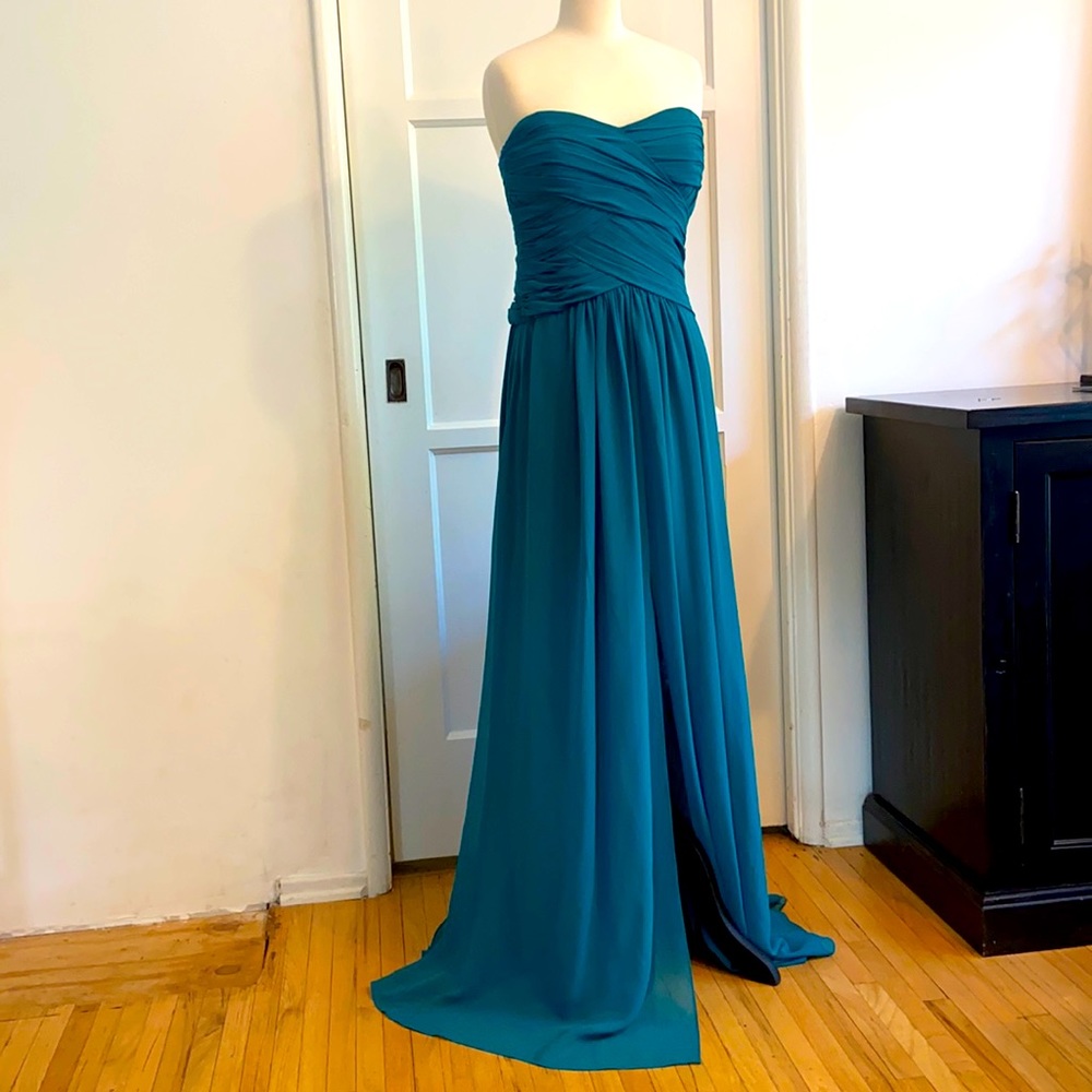 Monique Lhuillier Bridesmaid Teal Dress